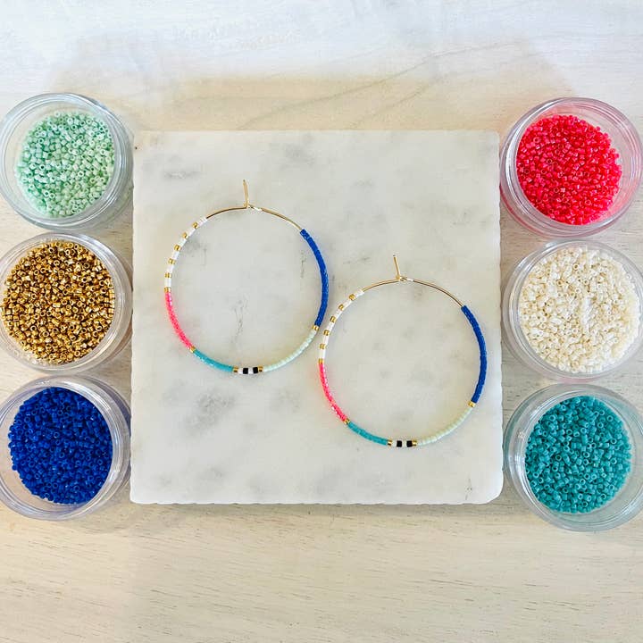 Girls Day Out by Amy Houston - Wholesale Hoop Earrings - Key Largo miyuki glass beaded hoop earrings