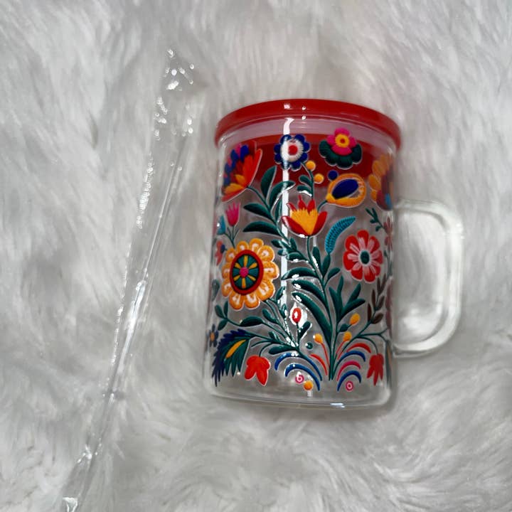 Mug en verre Talavera brodé pour la vente par Melis' Creations & More LLC