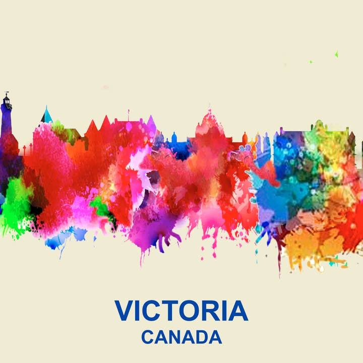 City Of Victoria Canada Skyline Poster Watercolor Art for wholesale by BMS BIZ