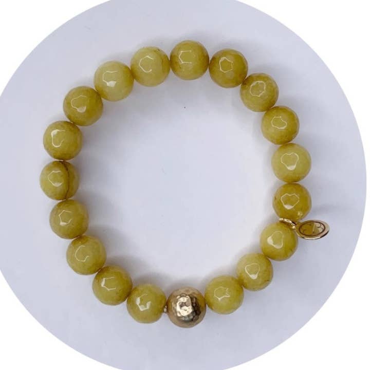 Celery Jade with Hammered Gold Accent for wholesale by Oriana Lamarca Designs