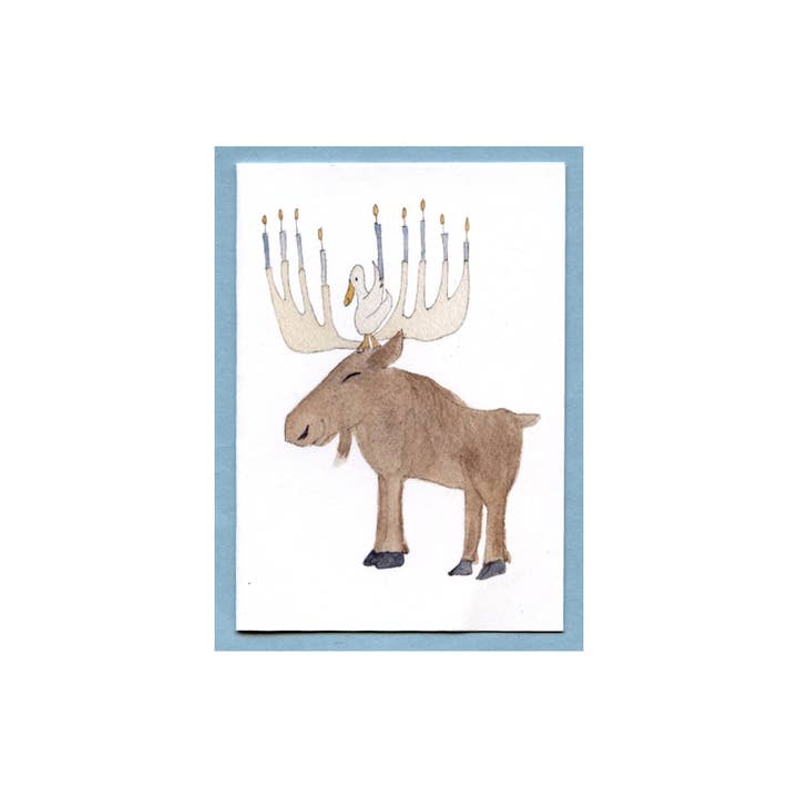 Moose Hanukkah Enclosure Card for wholesale by Zucchini Fish