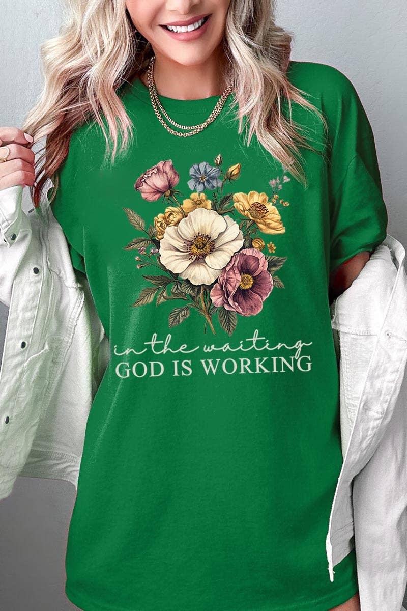 COLORBEAR - Wholesale T-Shirt (Graphic) - Unisex - God is Working Vintage Floral Heavy Cotton Tee13