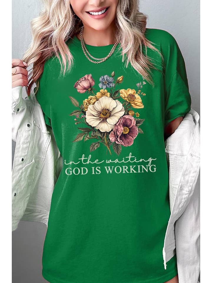 COLORBEAR - Wholesale T-shirt (graphic) – unisex - God is Working Vintage Floral Heavy Cotton Tee13