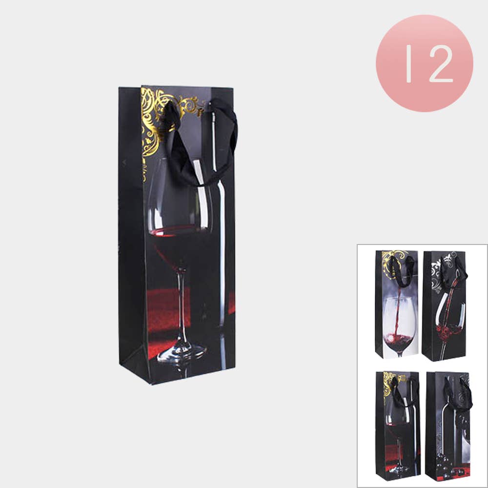 Sensibling Corp. - Wholesale Wine Gift Bag - 12PCS - Wine Glass Printed Wind Gift Bags0