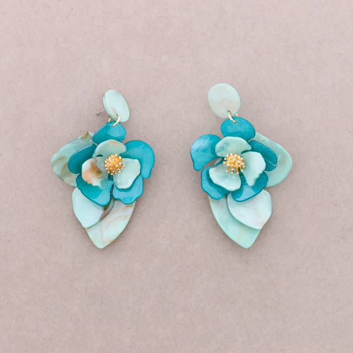 Sonata - Vendita all'ingrosso Gioielli a scatto - Orecchini pendenti in resina a forma di fiore4