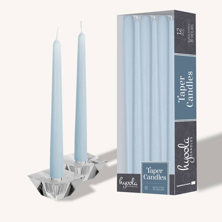 Bougies coniques bleu glacé, 10 pouces, paquet de 12 pour la vente par Hyoola Candles