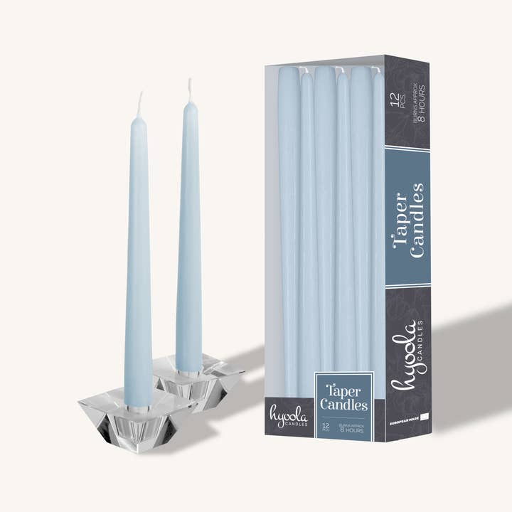 Ice Blue Taper Candles - 10 Inch - 12 Pack for wholesale by Hyoola Candles