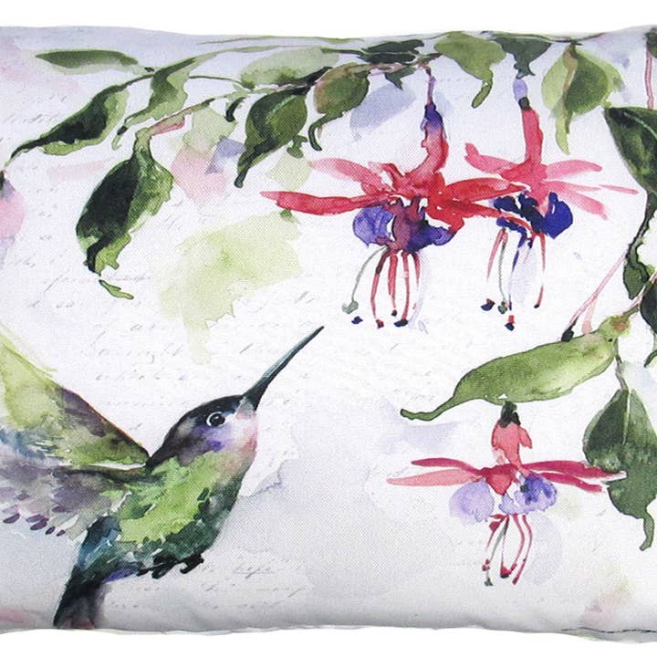 Hummers w/ Hanging Plant 1 - indoor / outdoor pillow for wholesale by Magnolia Casual