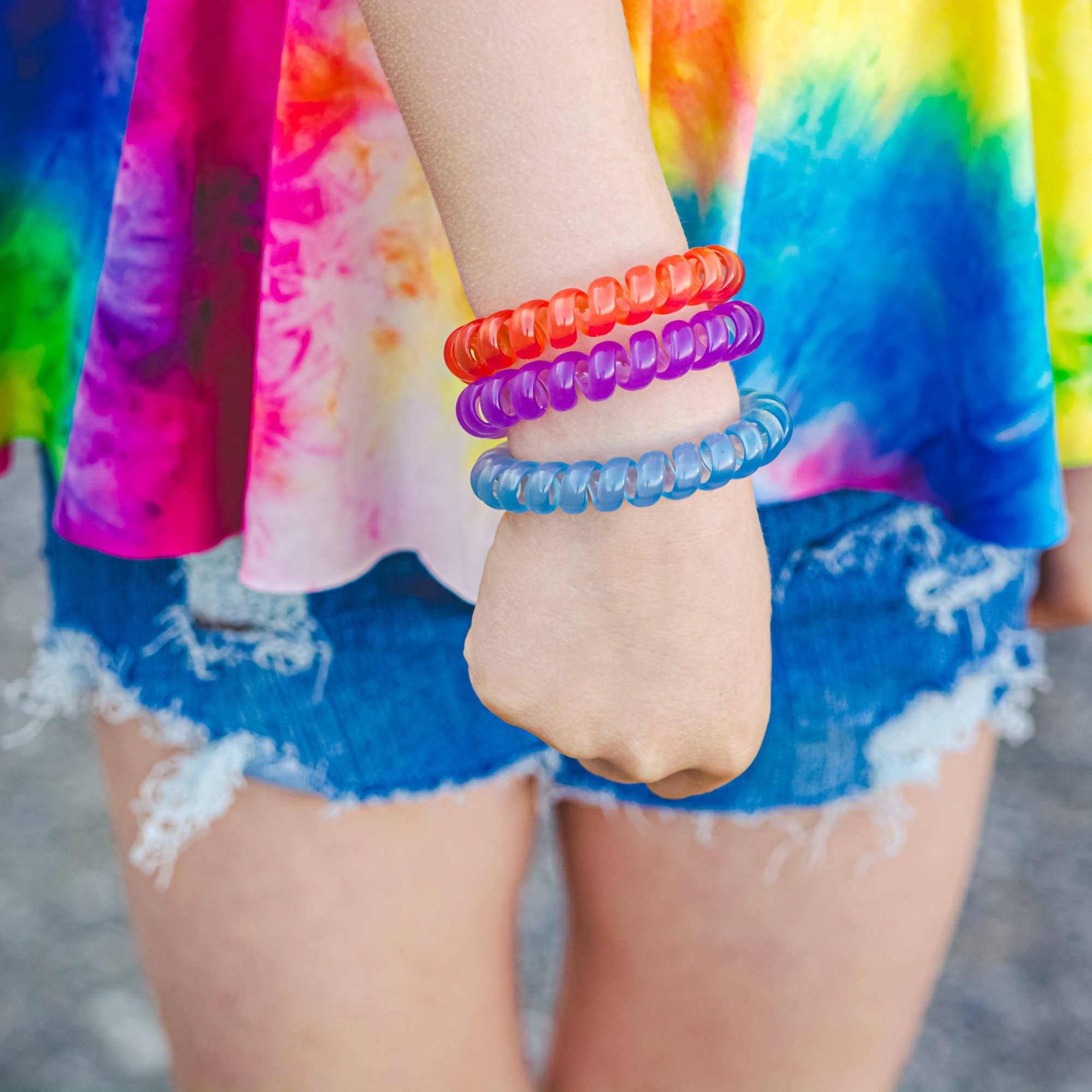 Frog Sac - Wholesale Hair Tie - Spiral Hair Coils, UV Solar Reactive Color Changing - 4 Pack3