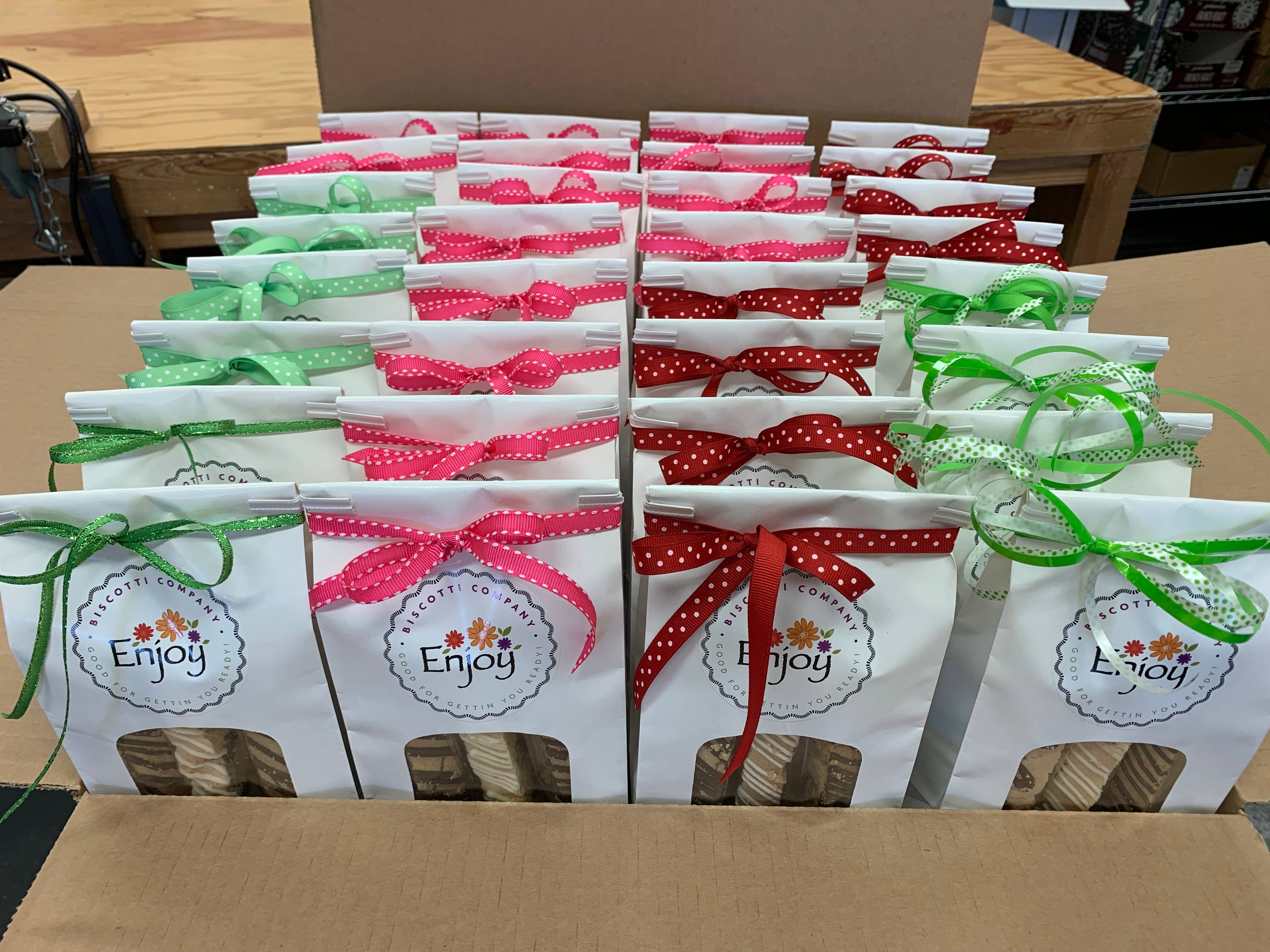 Enjoy Biscotti Company - Wholesale Cookie - Gift Bag of Biscotti - Seasonal Themed Ribbons !5