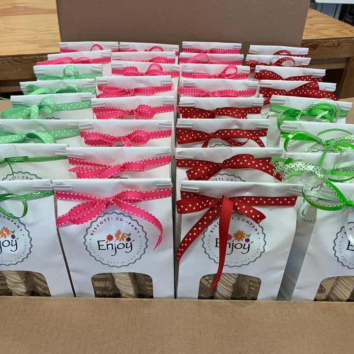 Enjoy Biscotti Company - Wholesale Biscuit - Gift Bag of Biscotti - Seasonal Themed Ribbons !5