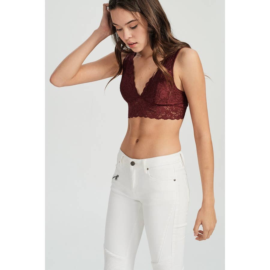 Wishlist Apparel - Vente Brassière – femme - BRASSIÈRE REMBOURRÉE À COL EN V EN DENTELLE FESTONNÉE/T8233_P1