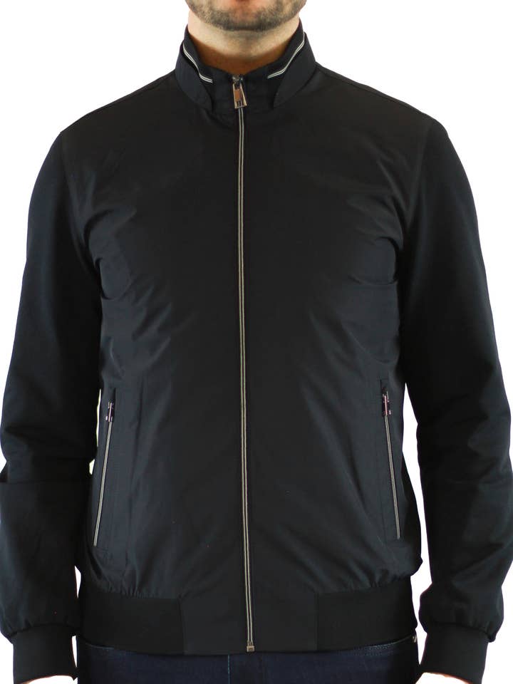 Casaco Bomber Armas em Malha Marinha com Corpo Nanotech por atacado de Luchiano Visconti