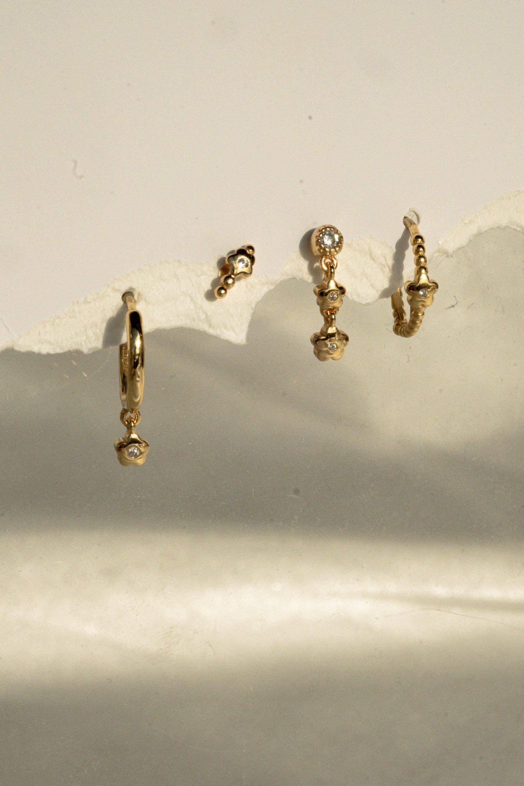 S-kin Studio Jewelry - Wholesale Dangle Earrings - Lucille Flower Earrings Set - 18K Gold Filled6