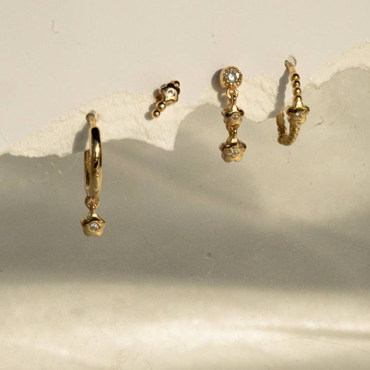 S-kin Studio Jewelry - Wholesale Dangle Earrings - Lucille Flower Earrings Set - 18K Gold Filled6