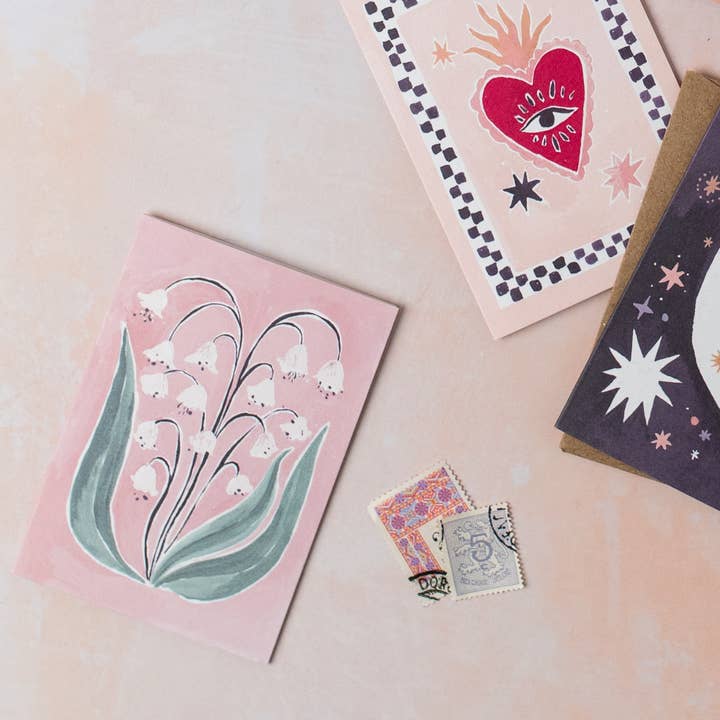 Sister Paper Co. – Engroshandel Hverdagshilsen kort – Lily of the Valley Minikort | Tomt kort | Minikort