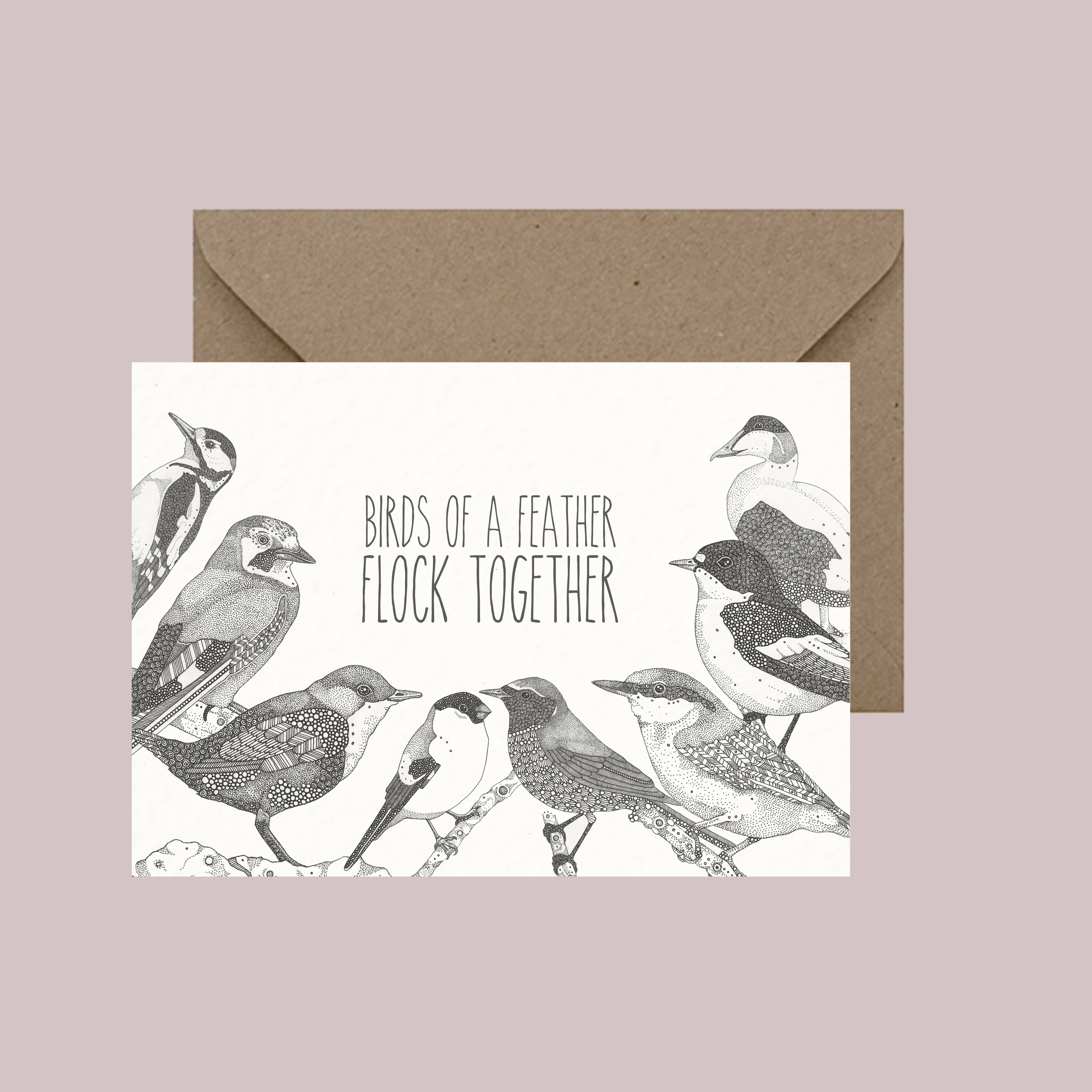 Little Dot Creations - Vente Carte de vœux classique - Carte de vœux Birds Of A Feather - Pun