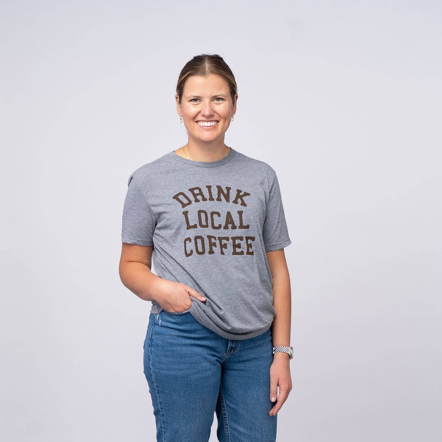 Jupmode - Wholesale Screen Printed T-Shirt - Unisex - Drink Local Coffee Shirt5