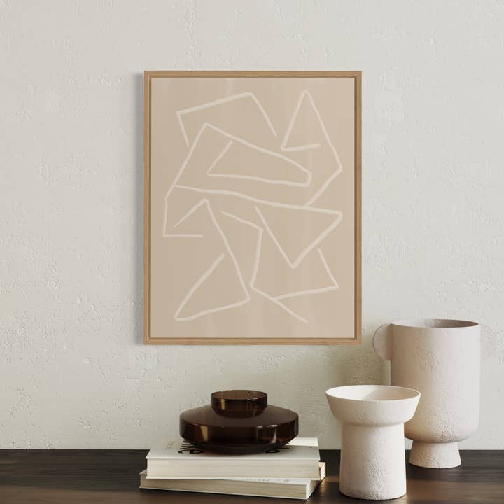 Impressão Giclée de Arte Linear Abstrata: Decoração de Parede Moderna em Bege por atacado de Sun to Sea