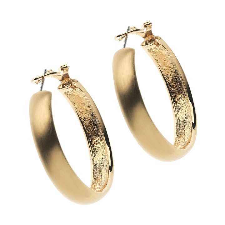 Satin Gold Hoop Earrings for wholesale by Emma Holland