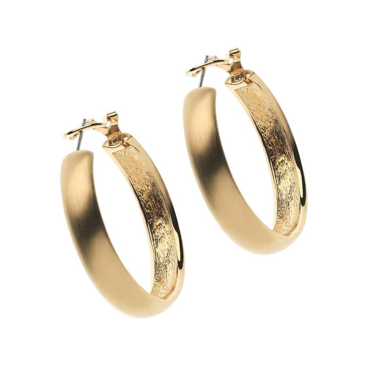 Satin Gold Hoop Earrings for wholesale by Emma Holland