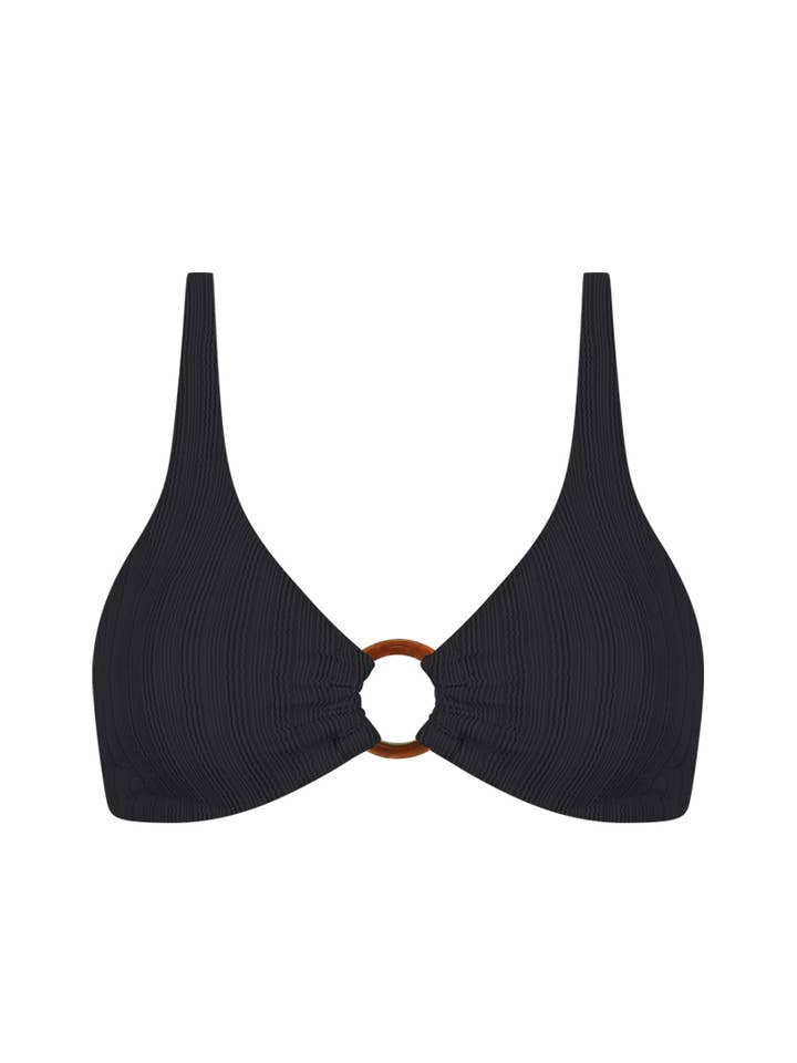 Bikini-Top im Bralette-Stil aus Rippstrick – Schwarz für den Großhandel von Chlamys Varia by MrMiss Studio