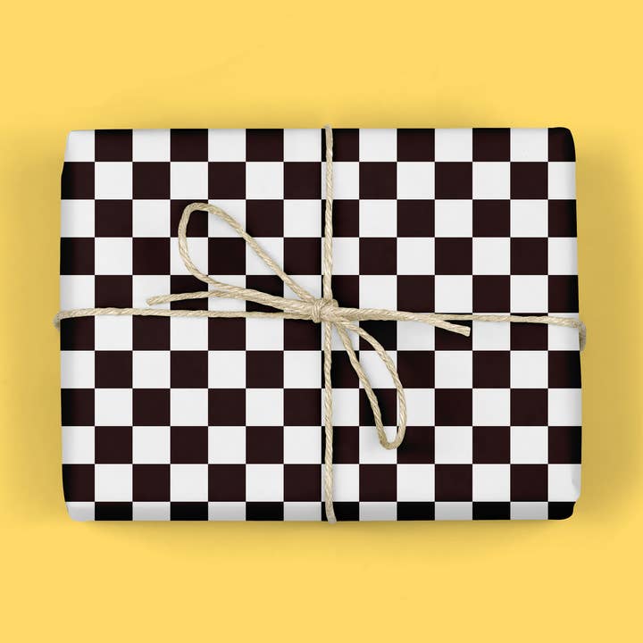 B&W CHECKERBOARD Gift Wrap (ROLL) for wholesale by MELLOWWORKS