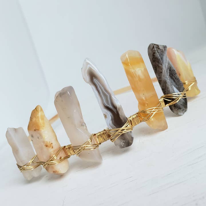 Tiara/corona con pietre preziose - Agata grigia per la vendita all'ingrosso da parte di Divine Dragon Designs