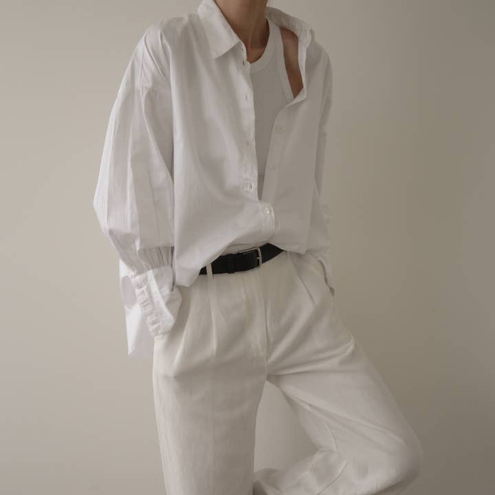 Button Down shirt, white Poplin / Museo for wholesale by LAUDE the Label
