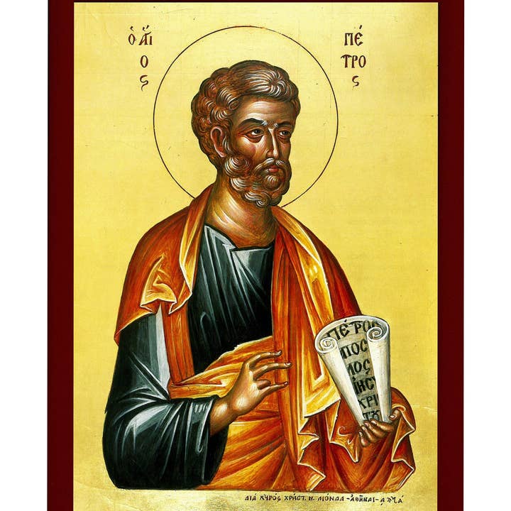Saint Peter icon The Apostle, Handmade Greek Orthodox icon Apostle Peter, Byzantine art wall hanging on wood plaque, religious home decor for wholesale by TheHolyArt