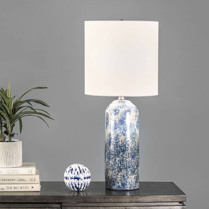 bleu Lampe de table en céramique Watts de 25 po en vente sur Faire1
