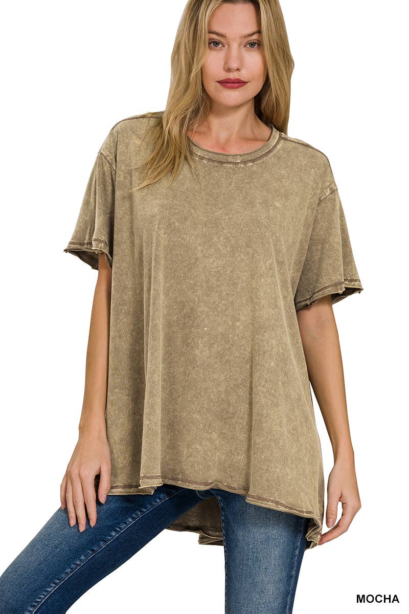 42POPS – wholesale T-shirt – women's – "._ SI-25351 Vintage Washed Short Sleeve Top As shown3