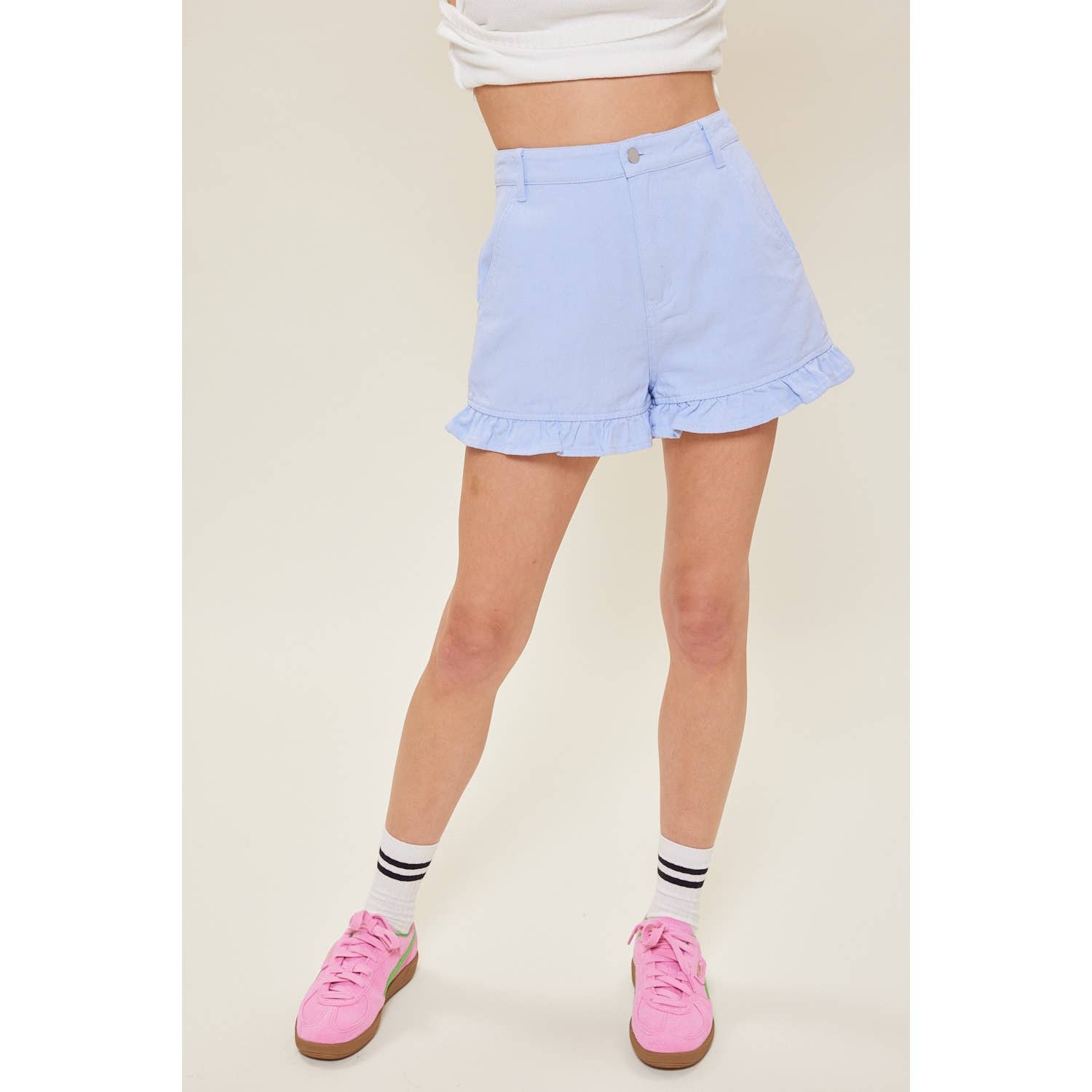 idem ditto – wholesale Shorts – Women’s – RUFFLED HEM COTTON SHORTS WITH POCKETS12