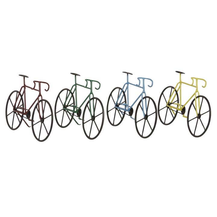 A-46293: ESCULTURA DE BICICLETA EM METAL 4 SORTIDOS 11"L, 6"A por atacado de Import Corner