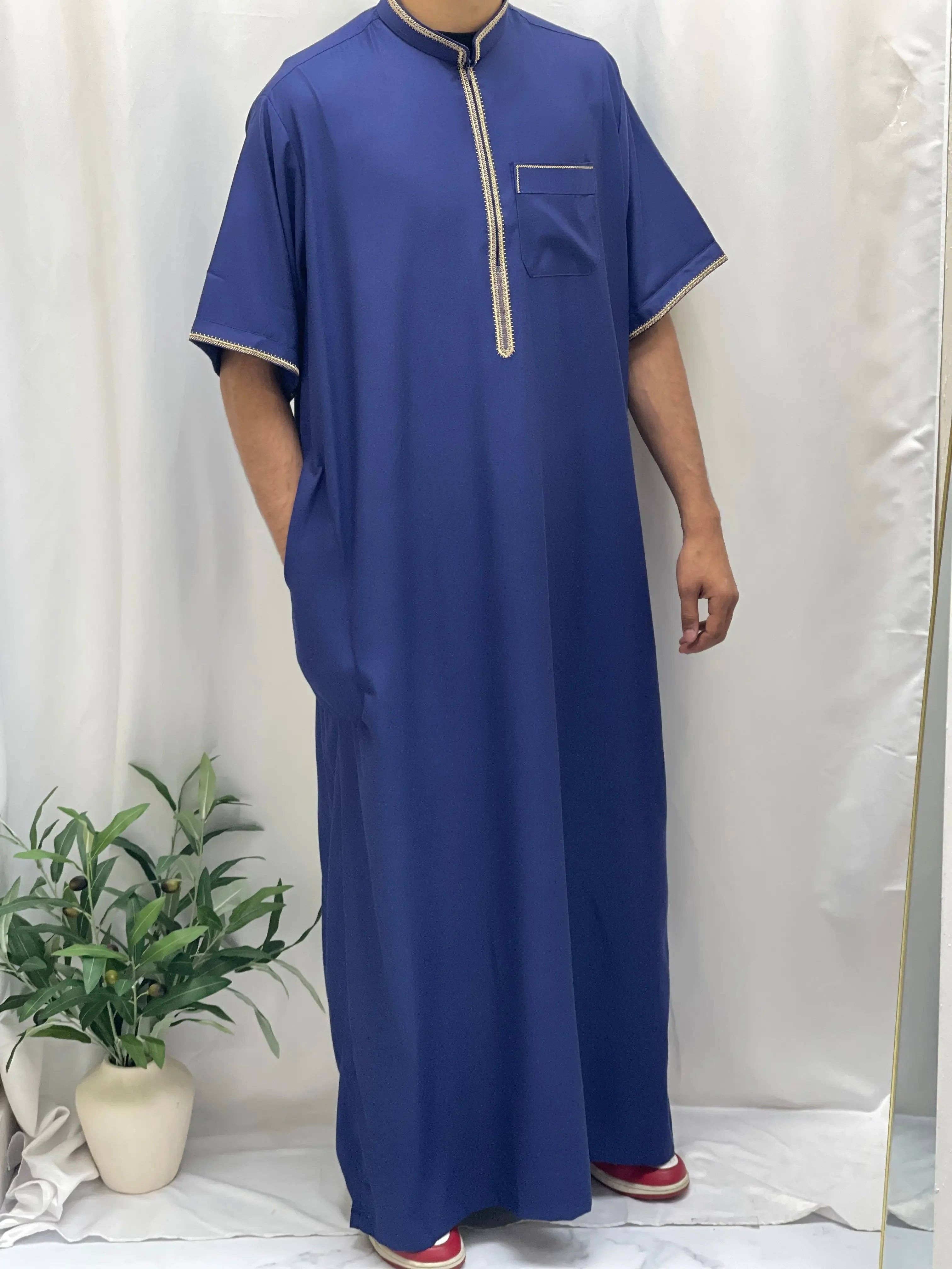 Palestinian Elegance - Wholesale  - Timeless Elegance: Men's Durable Kaftan Thobe with Gold Details10