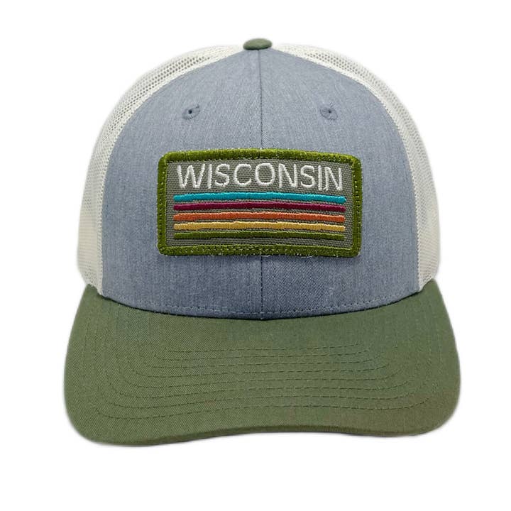 Gracie Designs - Wholesale Trucker Hat - Unisex - Trucker Hat - Olive & Gray - Customizable Retro Patch