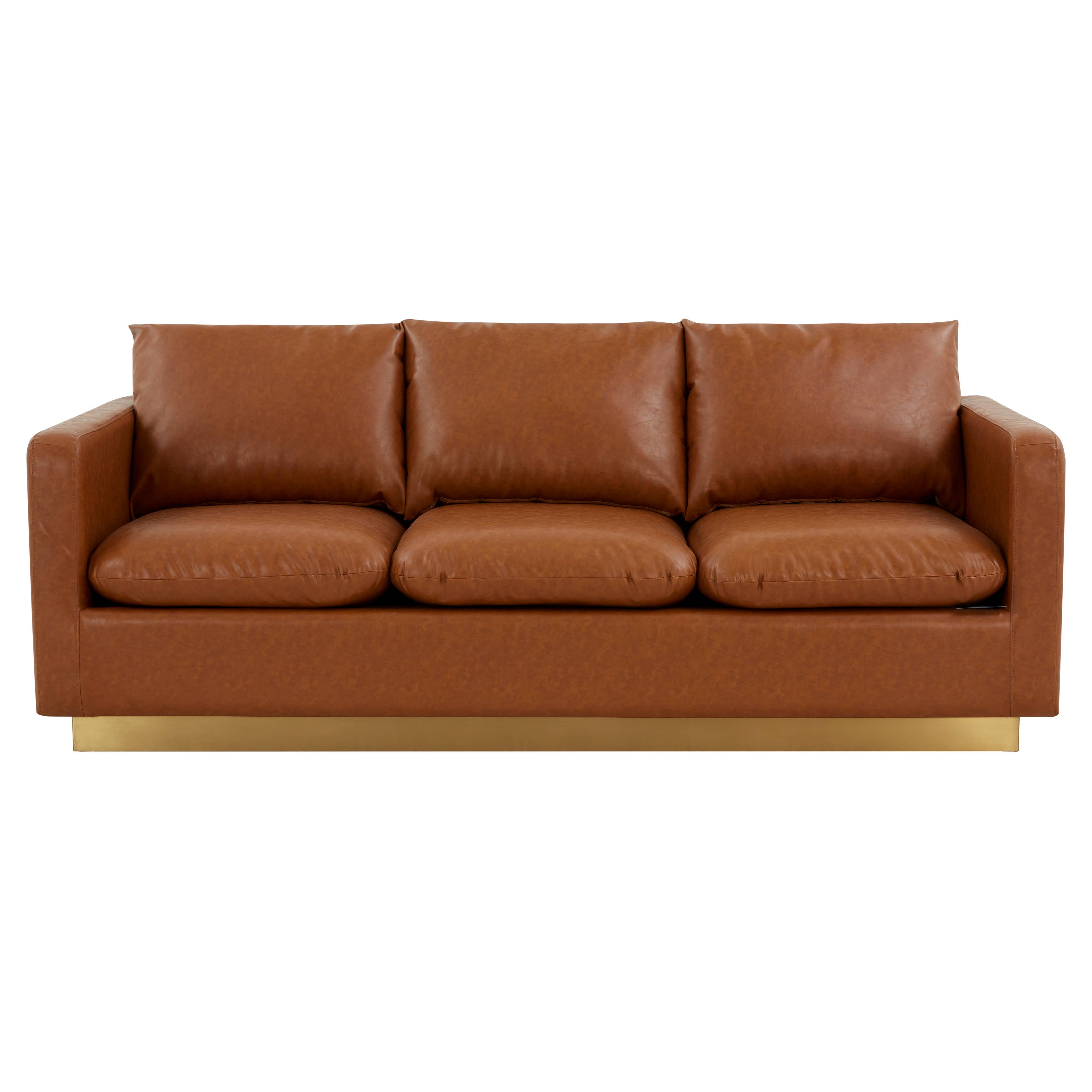 LeisureMod - Wholesale Sofa - Nervo 3-Seater Velvet/Leather Full Sofa with Gold Steel Base23