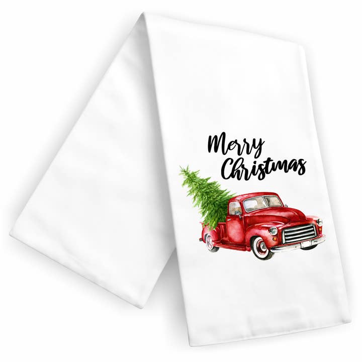 Vintage Truck Tree Holiday Kerst keukentheedoek voor wholesale door Maple Leaf Market