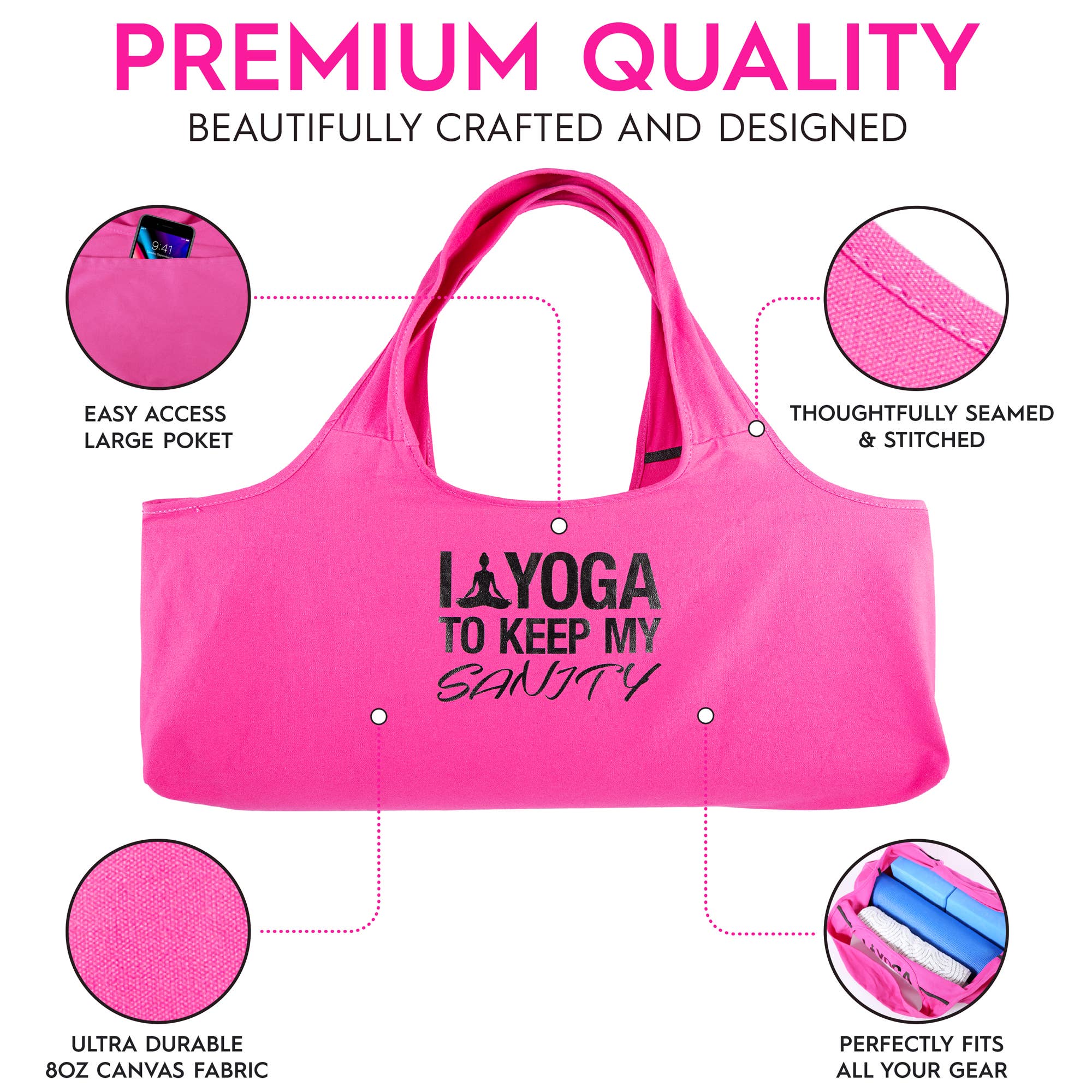 Wild Essentials – Engroshandel Yogataske – Yoga-taske med teksten »I yoga for at bevare min sindsro«3