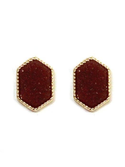 MiMi Wholesale - Wholesale Stud/Post Earrings - VE2334 Peggy Druzy Hexagon Post Earrings0