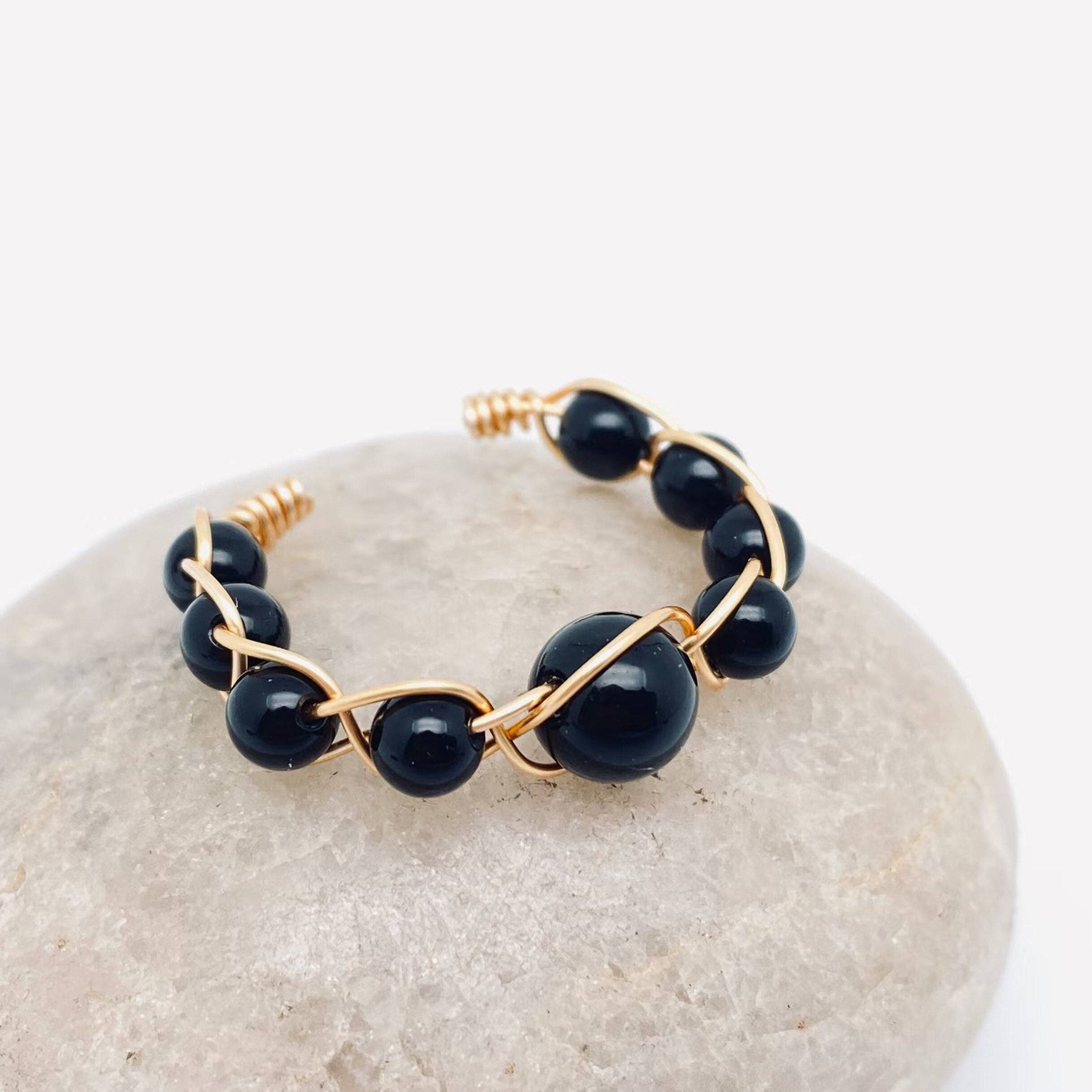 Mio Queena - Wholesale Cocktail/Statement Ring - Copper Wire Hand-woven Natural Stone Adjustable Ring26