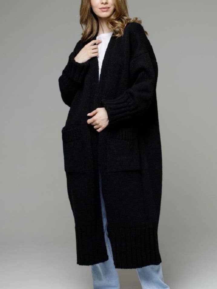 Rosa Clothing - Wholesale Cardigan - Women's - Casual Roll Up Sleeves Baggy Long Knitted Cardigan5