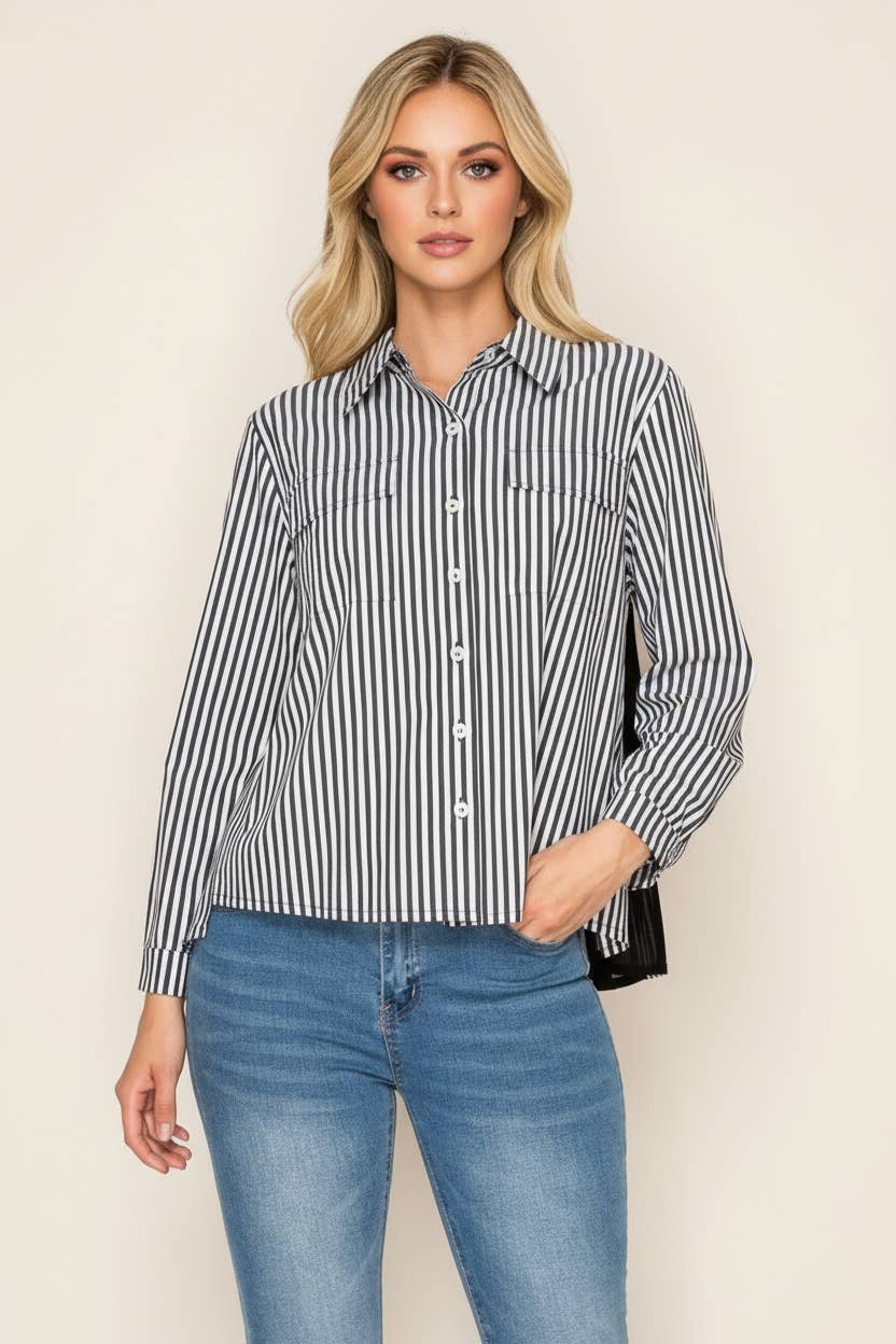 Joh Apparel - Wholesale Button Down Shirt - Women's - Jenn Shirt with Pleating Details6