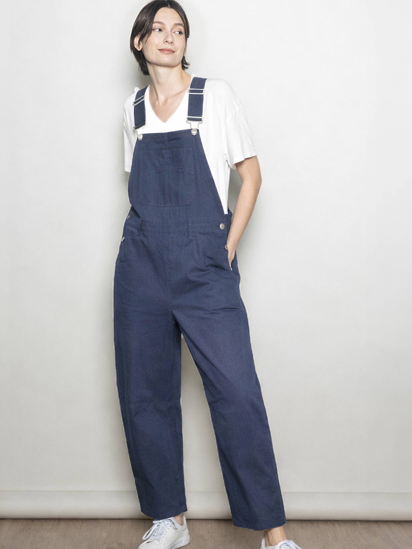 Elloh Collection - Wholesale Overalls - Women's - Relaxed Fit Barrel Leg Cotton Overall w Adjustable Straps13