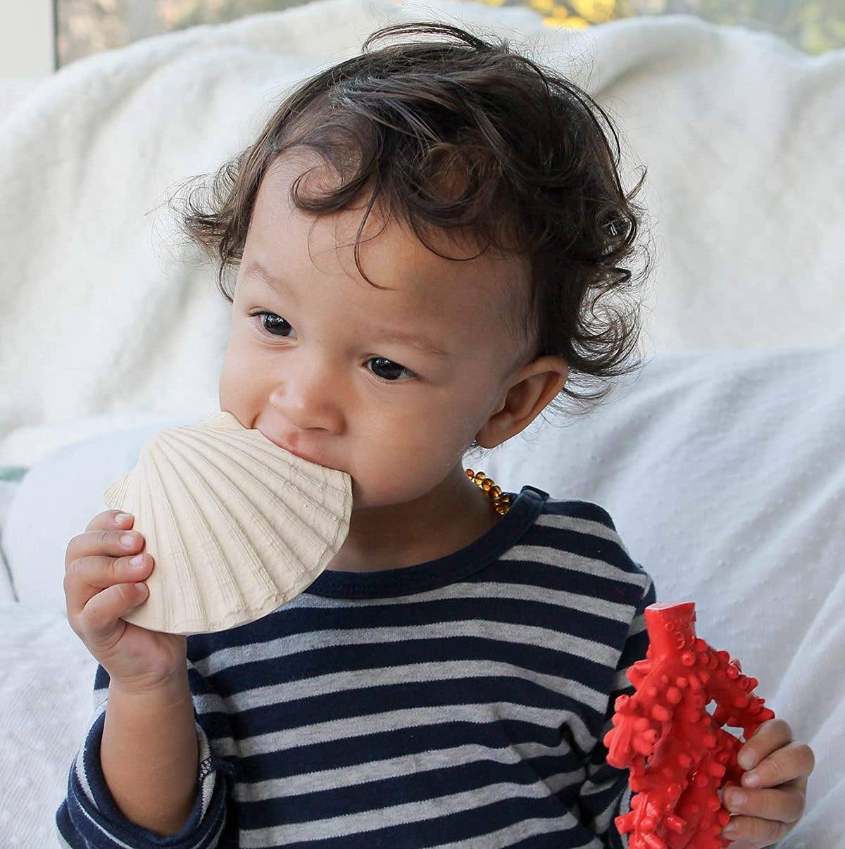 White Clamshell the Teether for wholesale on Faire3