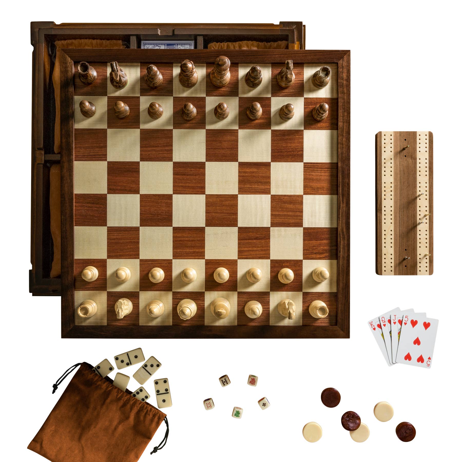 WS Game Company - Wholesale Board Game - Chess 7-in-1 Heirloom Edition includes cards, dice & more5