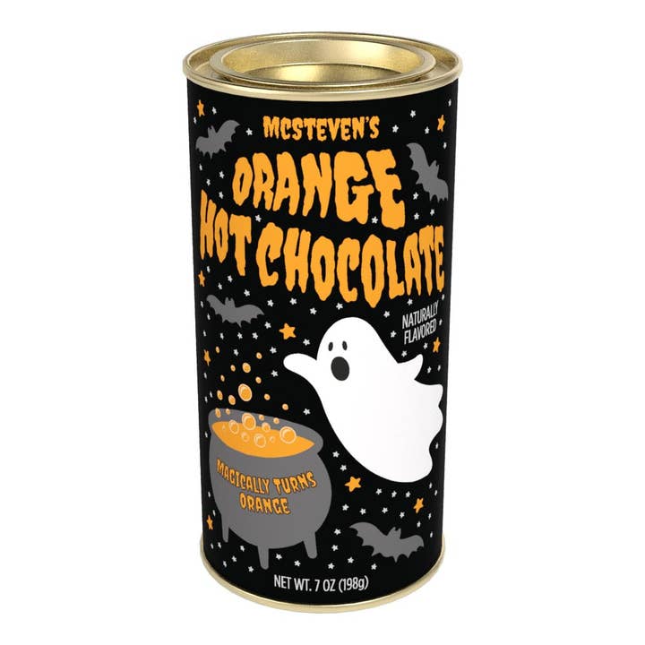 McSteven's - Wholesale Hot Cocoa Mix/Kit - Halloween Ghost Orange Colorful Hot Chocolate (7oz Tins)