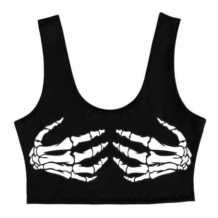 Skeleton Black Crop Top for wholesale by Lojo Collegiate Apparel