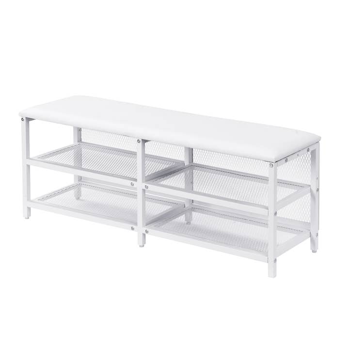White Twin Metal Platform Bed with Storage Shelves & Cabinet for wholesale on Faire7