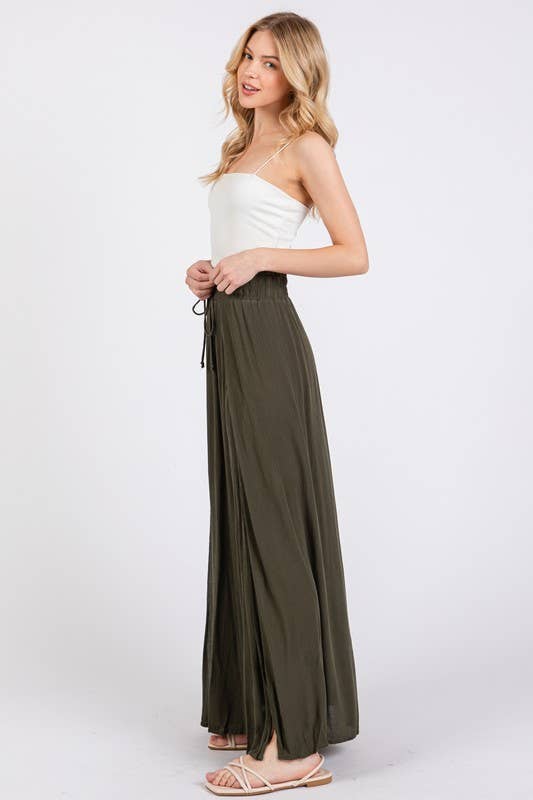 Final Touch - Wholesale Skirt - Women's - Solid Thigh Split Maxi Skirt - S80050A8